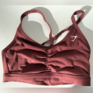 Gym Shark Ruched Sports Bra Size Small Pomegranate Red